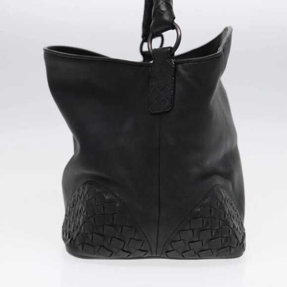 BOTTEGA VENETA INTRECCIATO Shoulder Bag Leather Black Auth ki4752 - Picture 6 of 16
